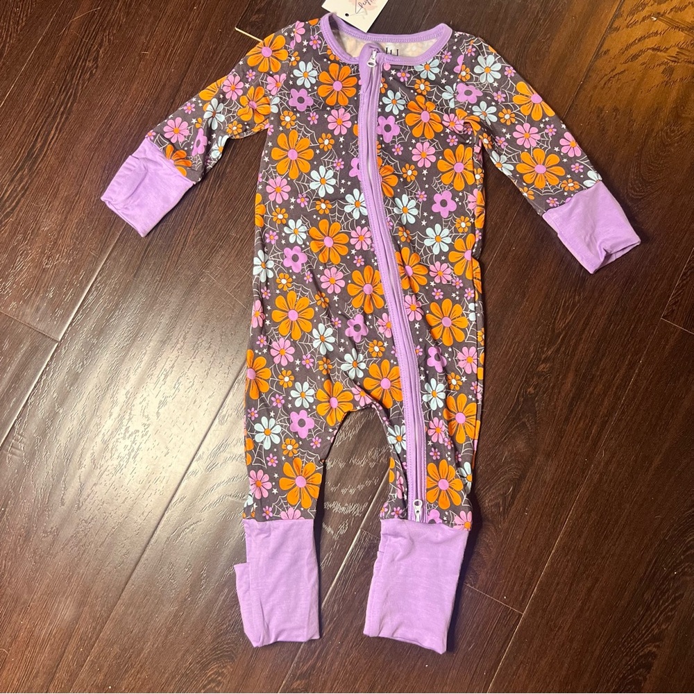 Hill House Home Sky Bamboo Baby Pajamas Floral Halloween One-Piece Pajamas NWT